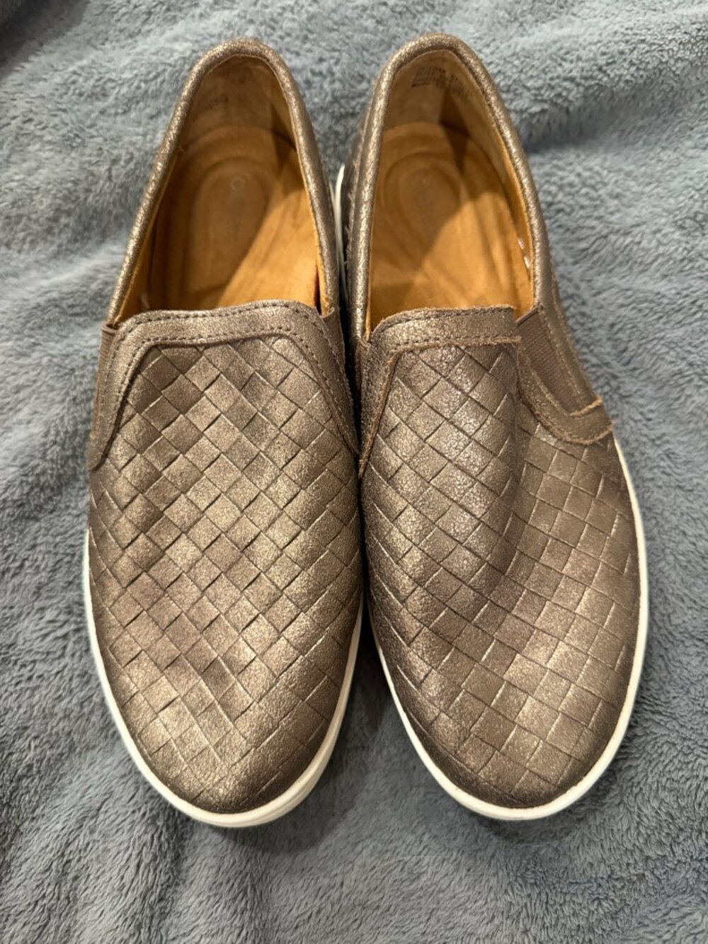 Aetrex Kenzie Rose Gold Woven Leather Slip On Sneakers 7 Comfort ✨ - Picture 12 of 12